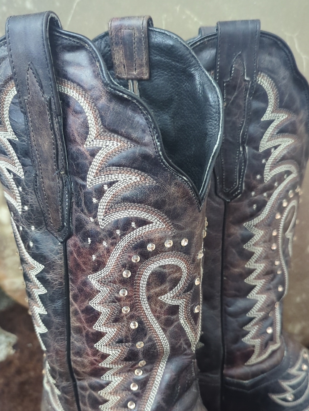 DAN POST DP3770 Espresso Brown leather cowgirl western boots square toe sz 9 EUC - Picture 10 of 16